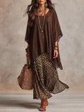 Women Bohemian Leopard Print Layered Maxi Dress