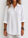 New Arrival 🔥 Women's Solid-color Casual Pleated Cotton-linen Shirt