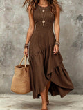 Women Elegant Asymmetrical Ruffle Maxi Dress